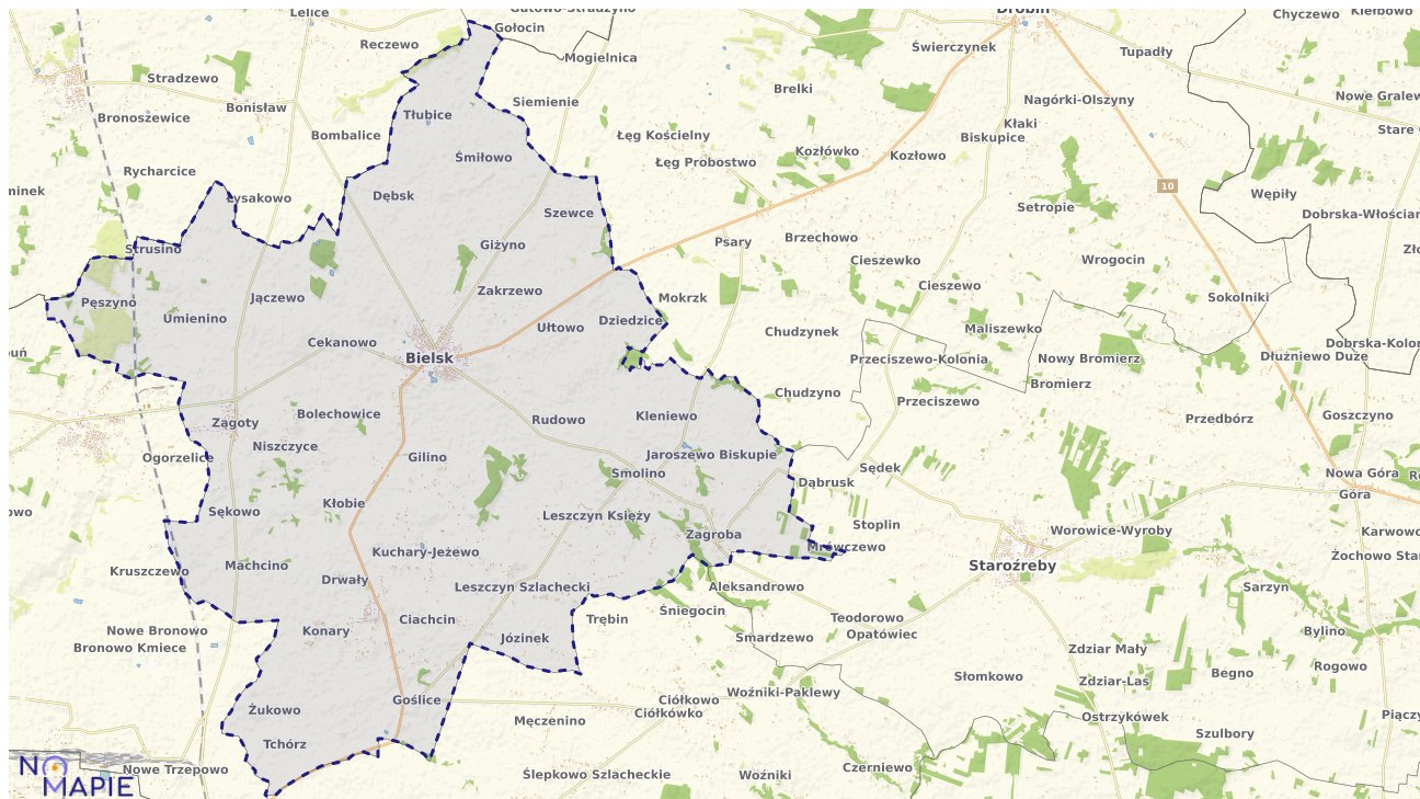 Mapa obszarów ochrony przyrody Bielska