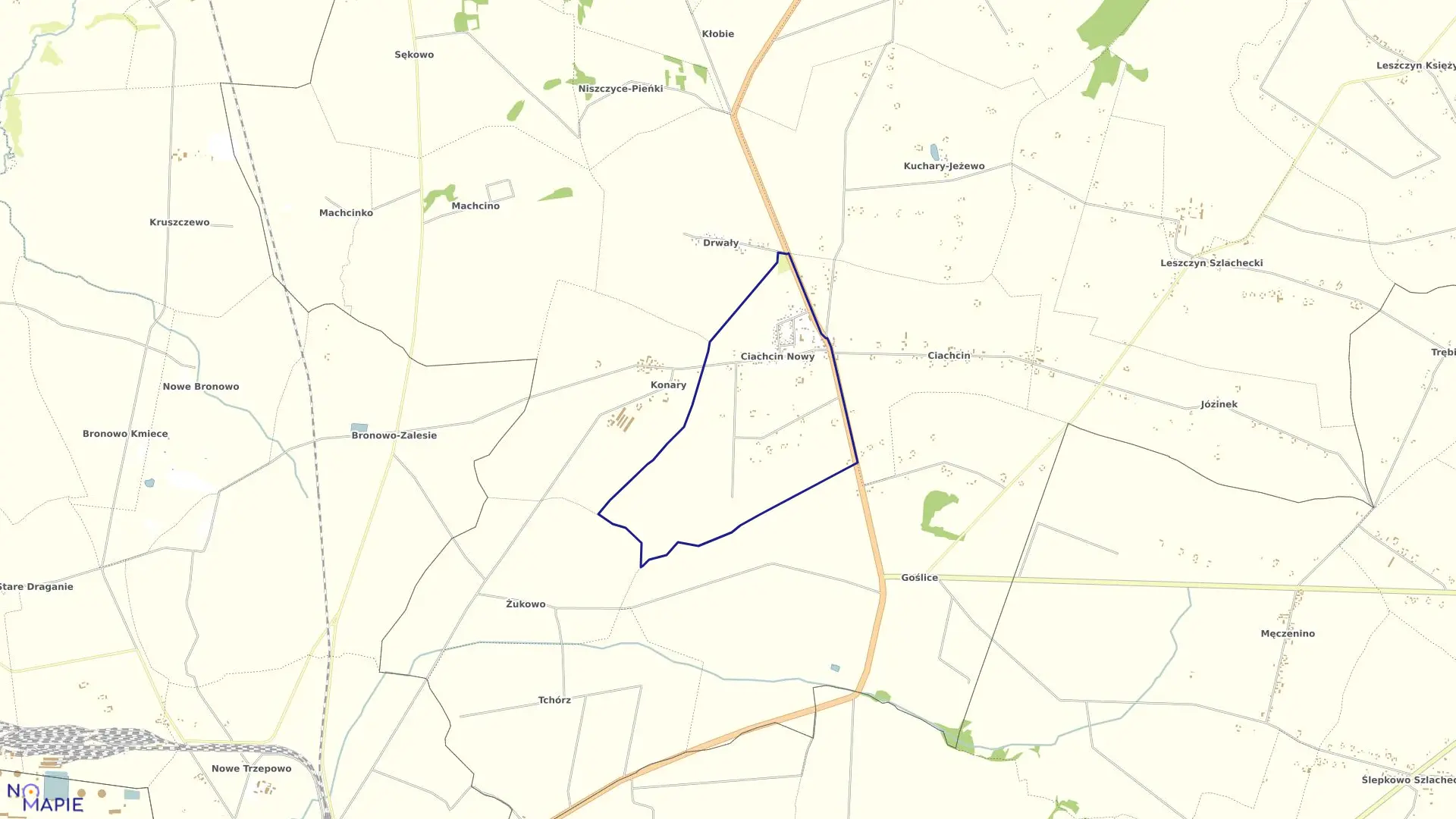 Mapa obrębu CIACHCIN NOWY w gminie Bielsk